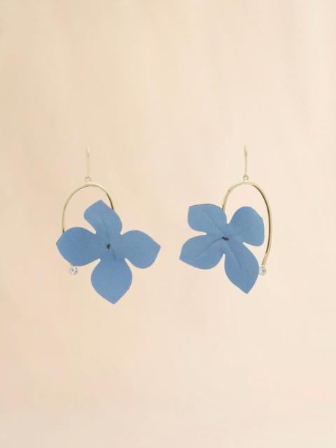 BLUE AND GREEN POPLIN FLOWER HOOK EARRINGS