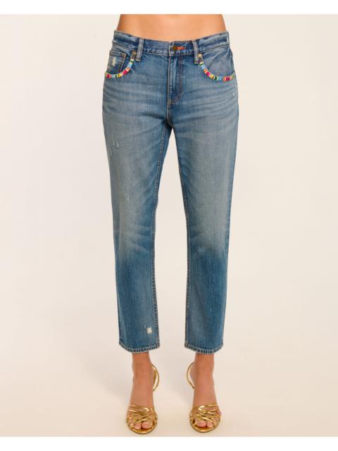 Milla Stitched Low-Rise Tapered Jean