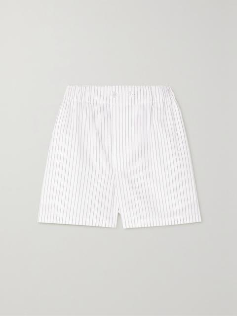 Pinstriped cotton-poplin shorts White