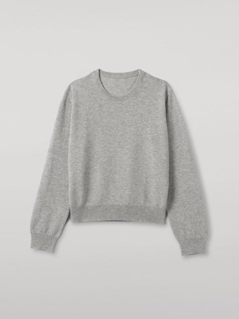 Lunan Pale Grey Classic Cashmere Crew Jumper