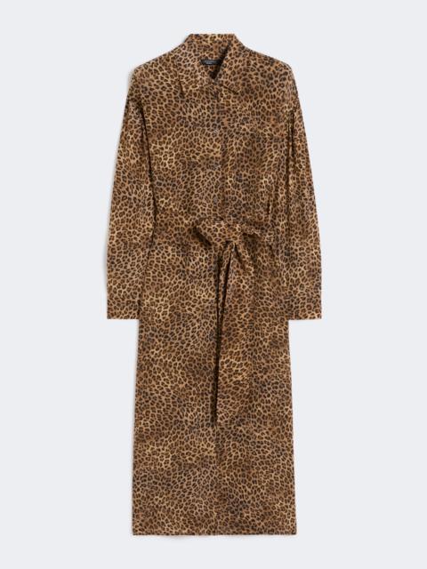 Printed silk crêpe de Chine shirt dress - CAMEL