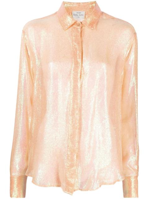 iridescent semi-sheer textured shirt