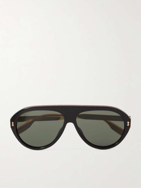Aviator-Style Acetate and Gold-Tone Sunglasses