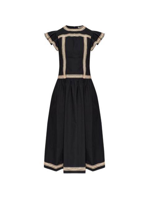 ruffled-trim midi dress