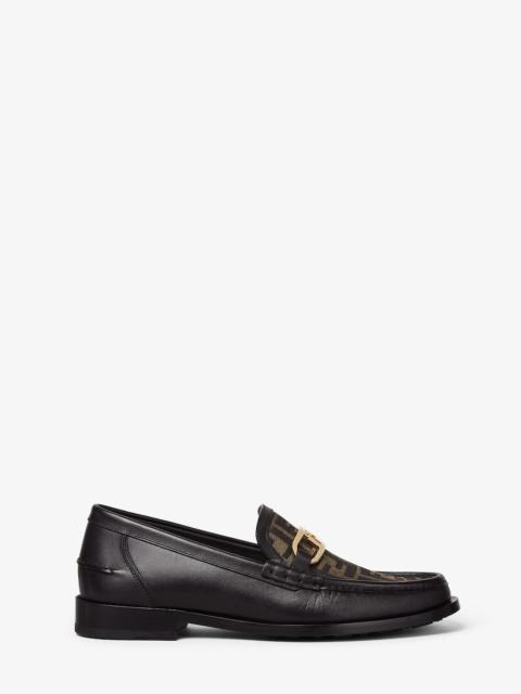 Black leather loafers