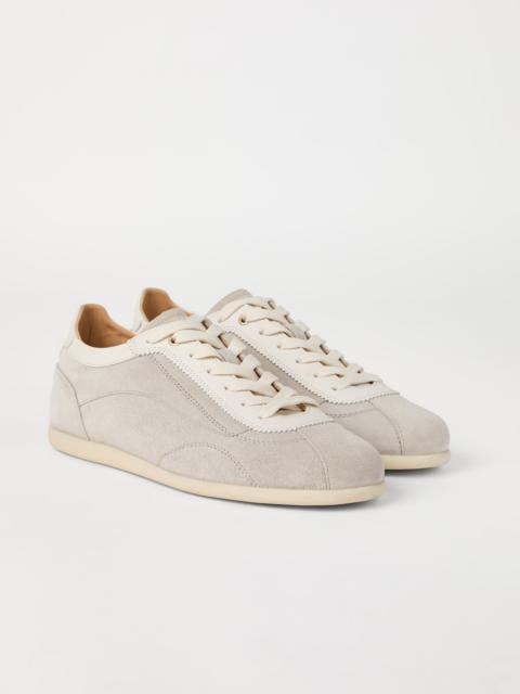 Washed suede sneakers with slim outsole