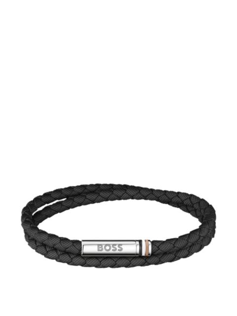 DOUBLE-BRAIDED BLACK CUFF WITH LOGO CLOSURE