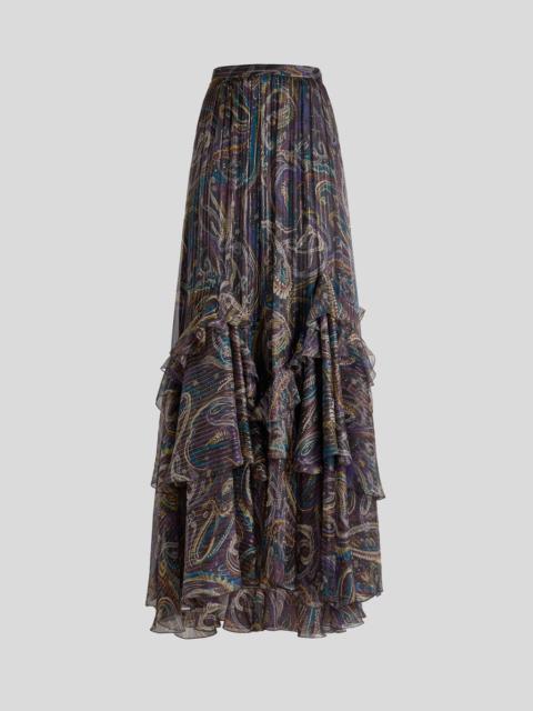 SILK MAXI SKIRT WITH PAISLEY FOLIAGE MOTIF
