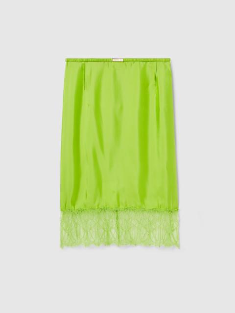 Viscose twill skirt with floral lace