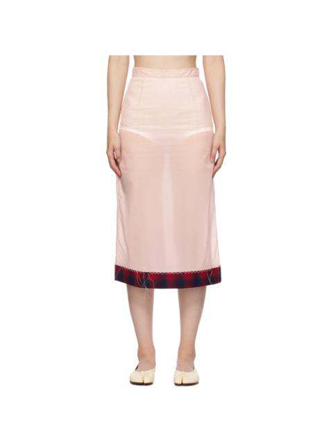 Pink Loose Thread Midi Skirt
