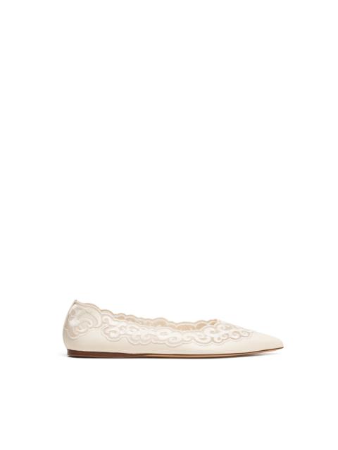 Ziva Flat Shoe in Ivory Nappa Leather