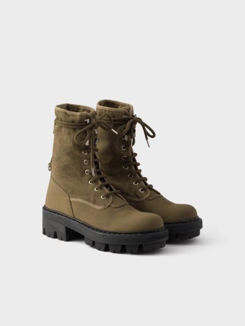 Canvas lace-up ankle boots