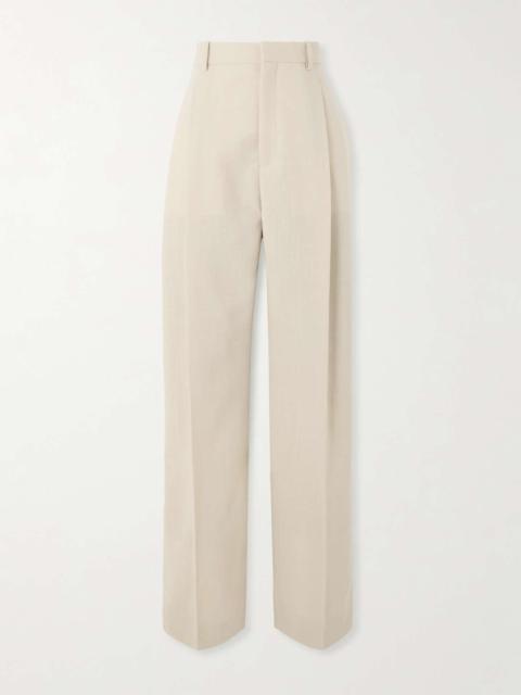 Pleated wool wide-leg pants Sand