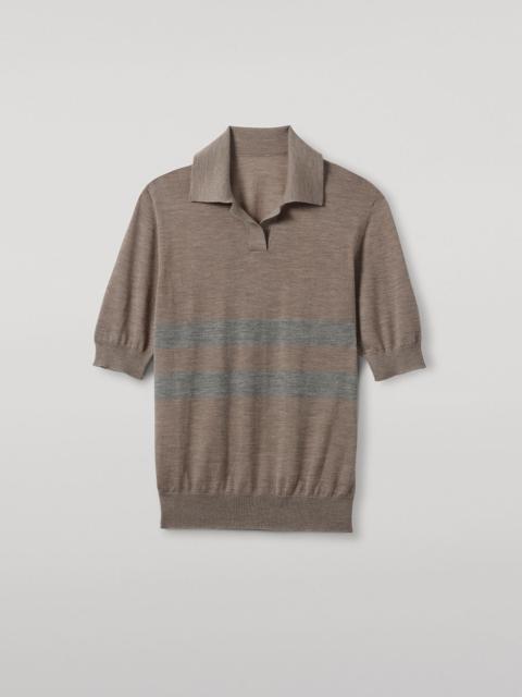 Coira Brown & Dark Grey Superfine Cashmere Polo Shirt