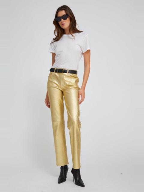 METALLIC GOLD LEATHER 5 POCKET SLIM STRAIGHT