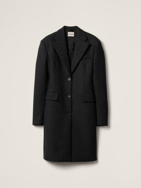 Single-breasted double wool coat