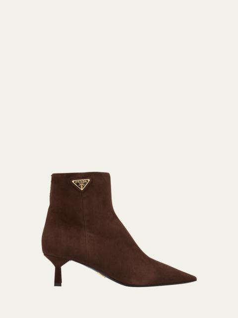 55mm Triangle Suede Ankle Booties