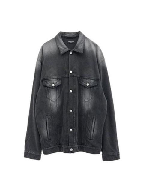 Balenciaga Washed Denim Jacket Large Fit 'Black' 662772TKVG51000