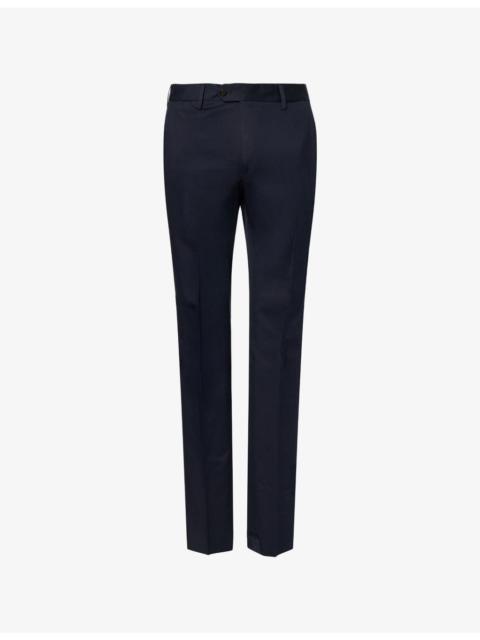 Slim-Leg Mid-Rise Cotton-Blend Trousers