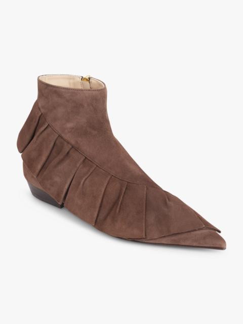 RUFFLE SUEDE BOOT | BROWN