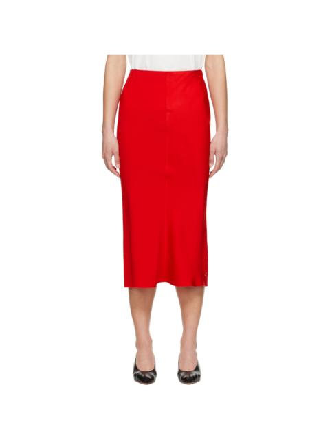 Red Straight Midi Skirt