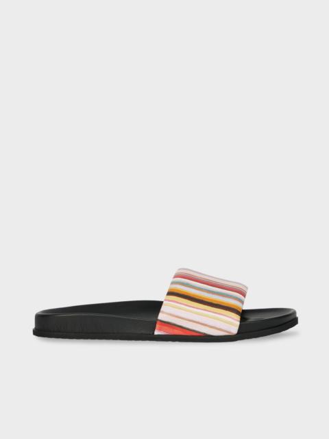'Painted Signature Stripe' Leather 'Bellagio' Slides