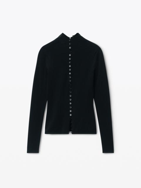 Long-Sleeve High-Neck Cardigan