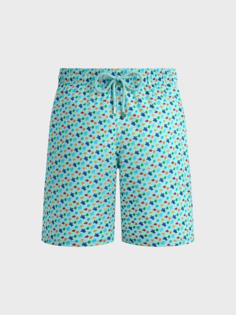 Men Long Stretch Swim Trunks Micro Ronde Des Tortues Rainbow