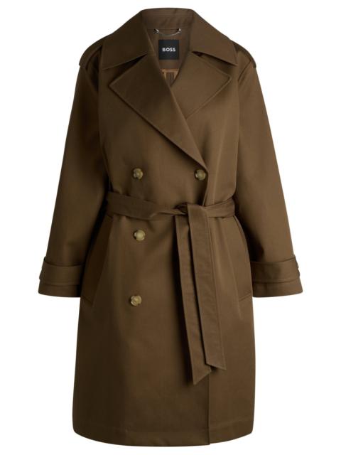 DOUBLE-BREASTED COAT IN WATER-REPELLENT COTTON