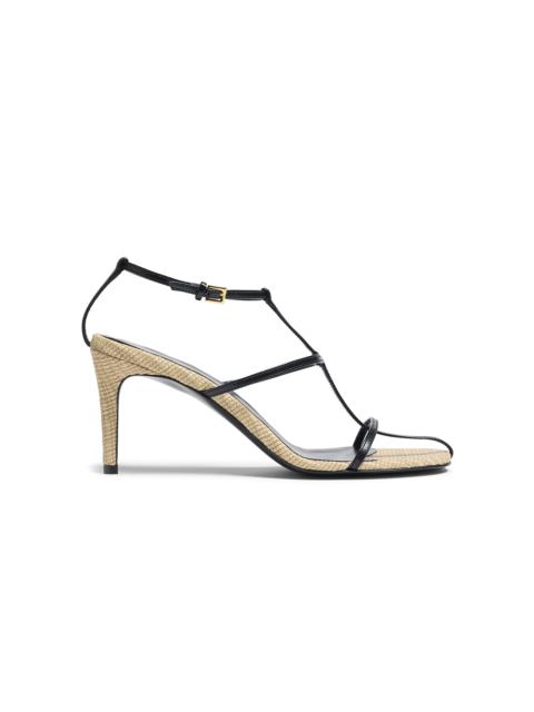Cage Raffia and Leather Sandals black