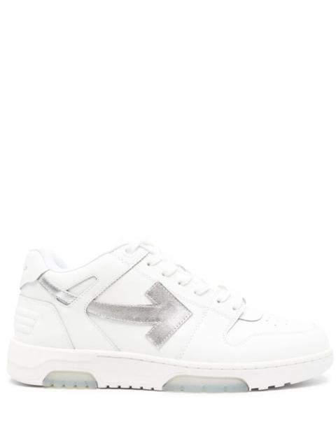 OFF-WHITE MEN Out Of Office Low Top Leather Sneakers White Silver