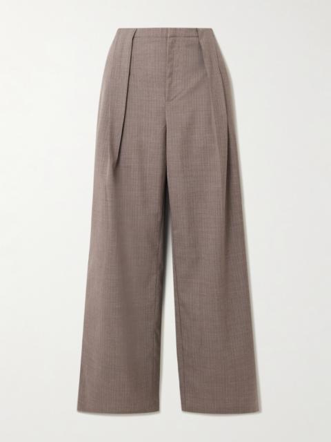 Pleated Pinstriped Wool-twill Wide-leg Pants