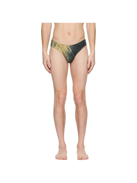 SSENSE Exclusive Navy & Yellow Body Printed Water Swim Briefs