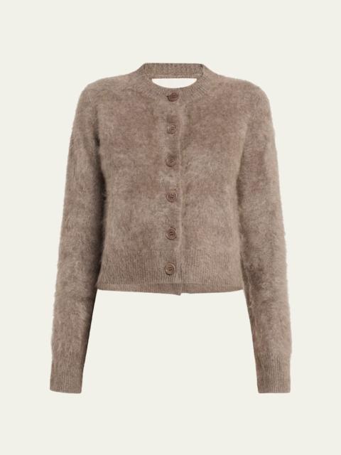 Azalea Fuzzy Cashmere Crewneck Cardigan