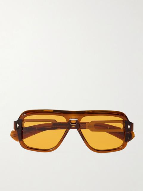 Glenn Gould Fugue Aviator-Style Acetate and Silver-Tone Sunglasses Brown