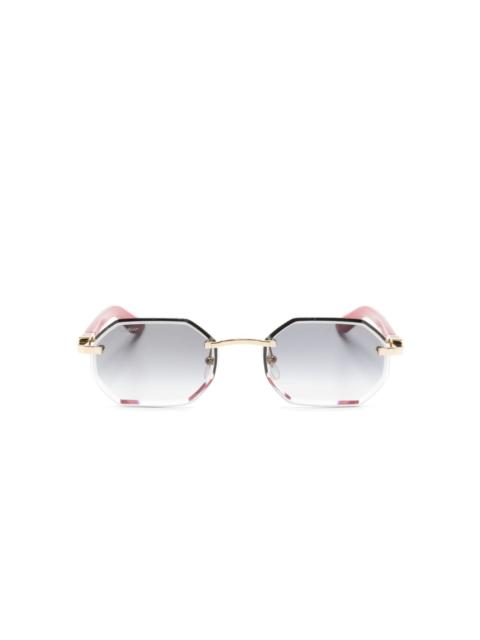 logo-plaque geometric-frame sunglasses