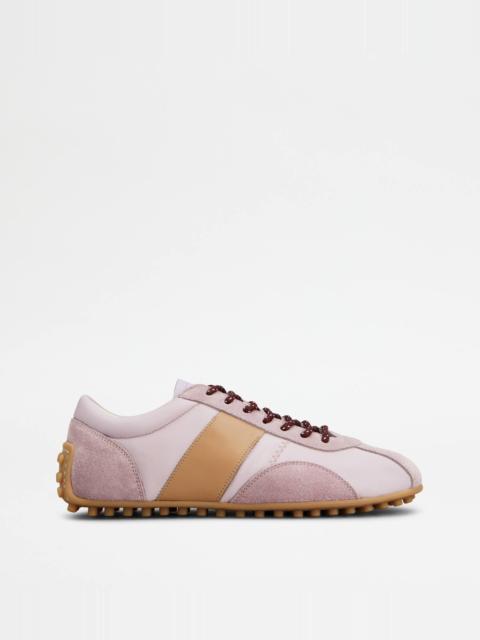 TOD'S T-MARATHON SNEAKERS IN SUEDE AND TECHNICAL FABRIC - VIOLET, PINK, BEIGE