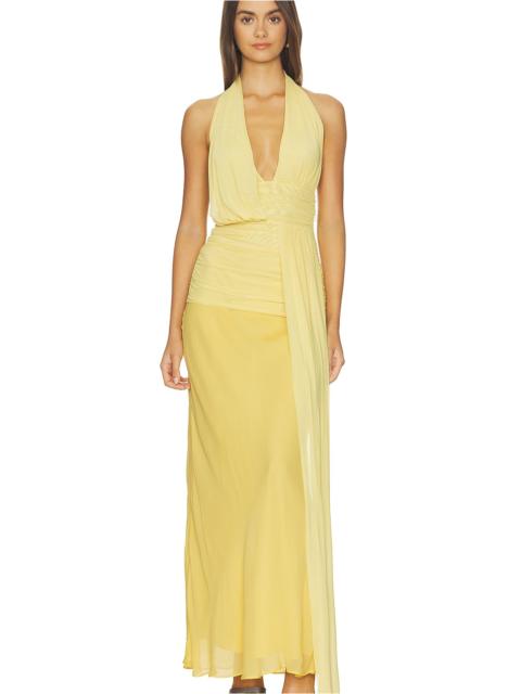 Cassis Drape Maxi Dress