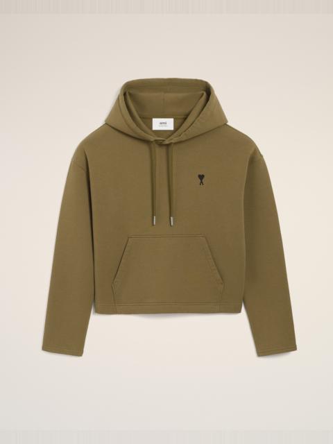 GREEN COTTON CONTRASTED AMI DE COEUR HOODIE