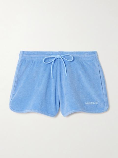 Embroidered Cotton-terry Shorts