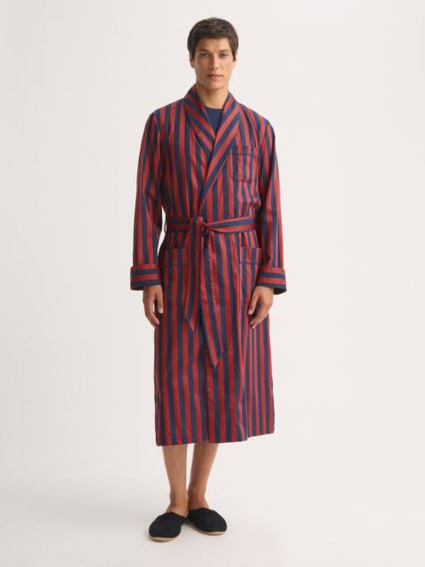 Men's Robe Royal Cotton Navy Blue & Red Stripe