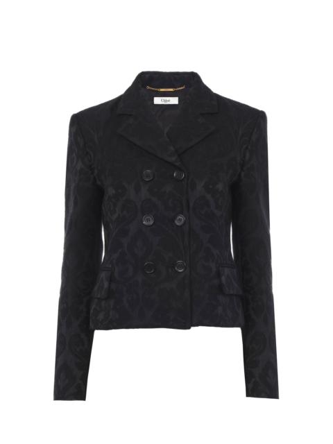 DOUBLE-BREASTED FITTED JACKET IN A WOOL-MIX JACQUARD