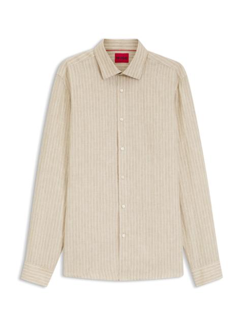 MODERN-FIT SHIRT IN STRIPED LINEN