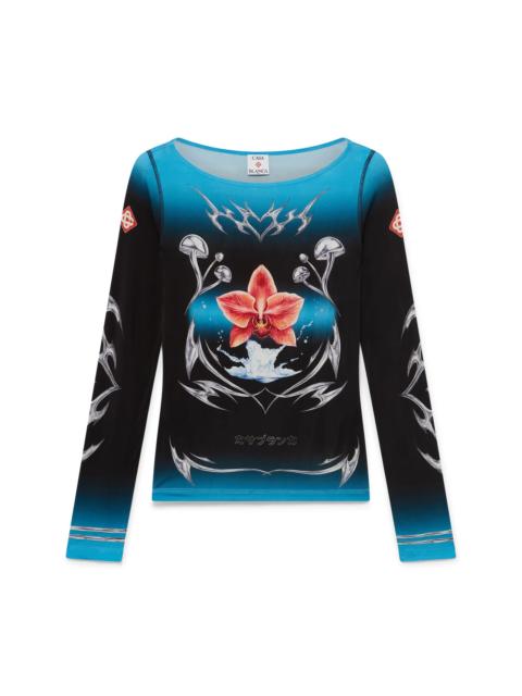 Blades Slinky Jersey Long Sleeve Top | Casablanca Paris