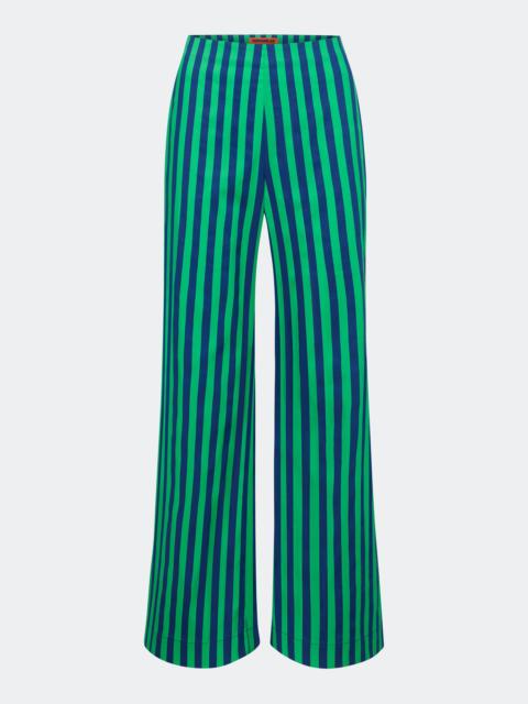 Pia Poplin Pant In Navy/Grass Green