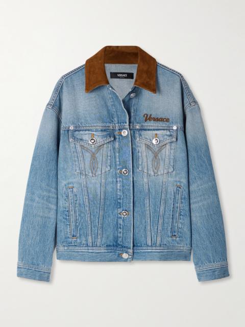 Suede-trimmed Denim Jacket