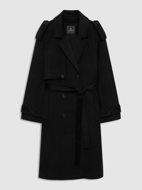 Rickie Maxi Trench - Black Cashmere Blend