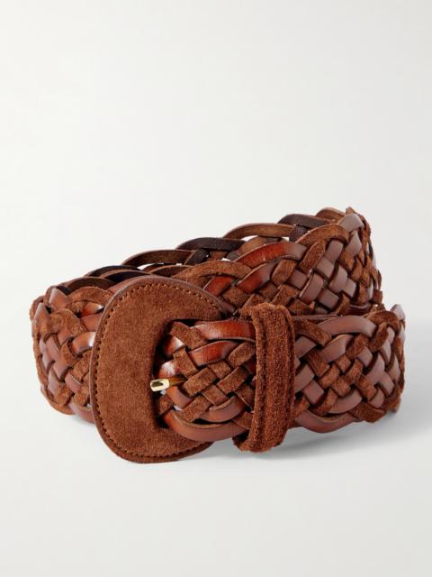Leather And Suede Woven Waist Belt