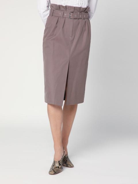 Taupe skirt in cotton with belt
