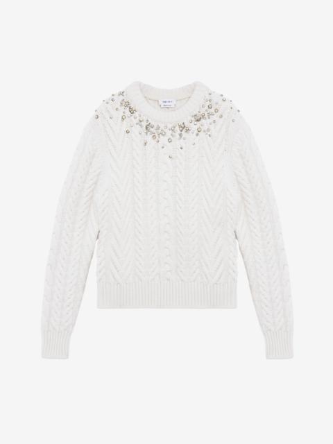 Crystal Embroidery Cable Knit Jumper